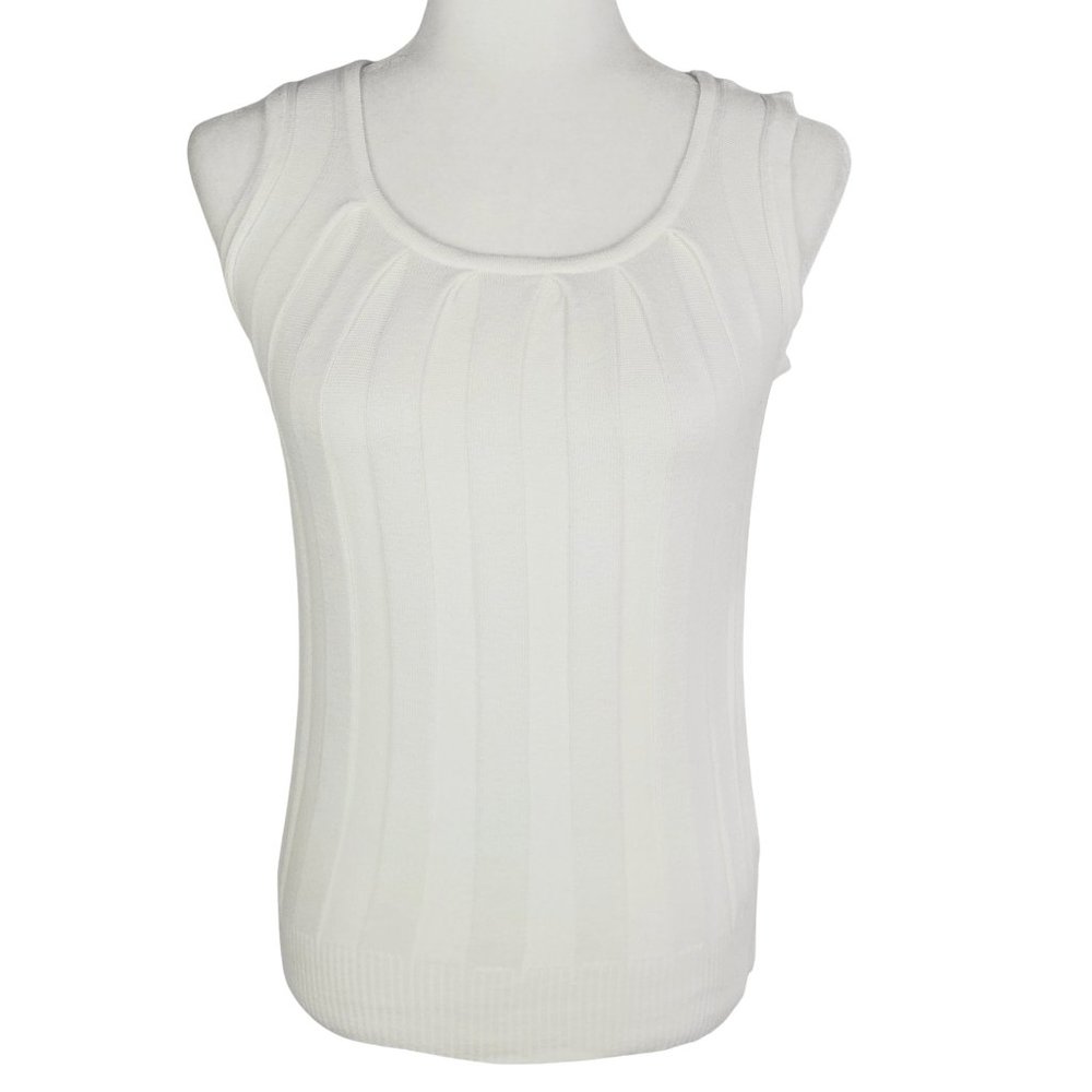 Joseph Allen Inverted Pleated Knit White Shell Small